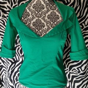 Pinup Couture green Doris top NWOT